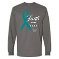 thumbnail image 1 of Inktastic Faith over Fear Ovarian Cancer Awareness with Teal Ribbon Long Sleeve T-Shirt, 1 of 5