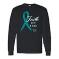 thumbnail image 1 of Inktastic Faith over Fear Ovarian Cancer Awareness with Teal Ribbon Long Sleeve T-Shirt, 1 of 5