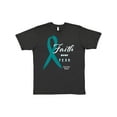 thumbnail image 1 of Inktastic Faith over Fear Ovarian Cancer Awareness with Teal Ribbon T-Shirt, 1 of 5