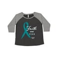thumbnail image 1 of Inktastic Faith over Fear Ovarian Cancer Awareness with Teal Ribbon Women's Plus Size T-Shirt, 1 of 5