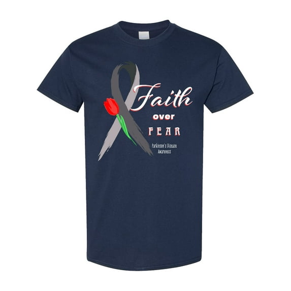 Inktastic Faith over Fear Parkinson's Awareness with Red Tulip T-Shirt