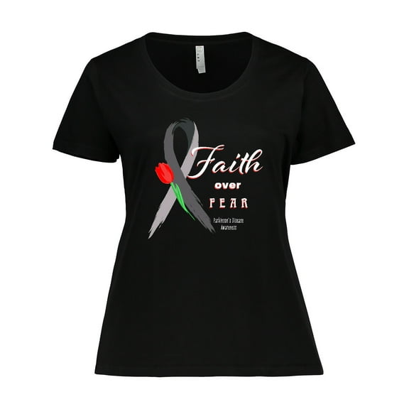 Inktastic Faith over Fear Parkinson's Awareness with Red Tulip Women's Plus Size T-Shirt