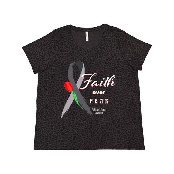Inktastic Faith over Fear Parkinson's Awareness with Red Tulip Women's Plus Size T-Shirt