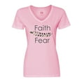 thumbnail image 1 of Inktastic Faith over Fear with Laurels Women's V-Neck T-Shirt, 1 of 5
