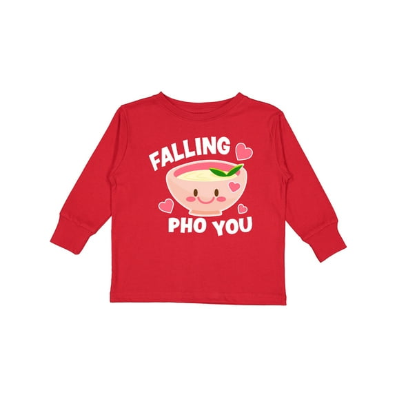 Inktastic Falling Pho You with Cute Pho Bowl Boys or Girls Long Sleeve Toddler T-Shirt