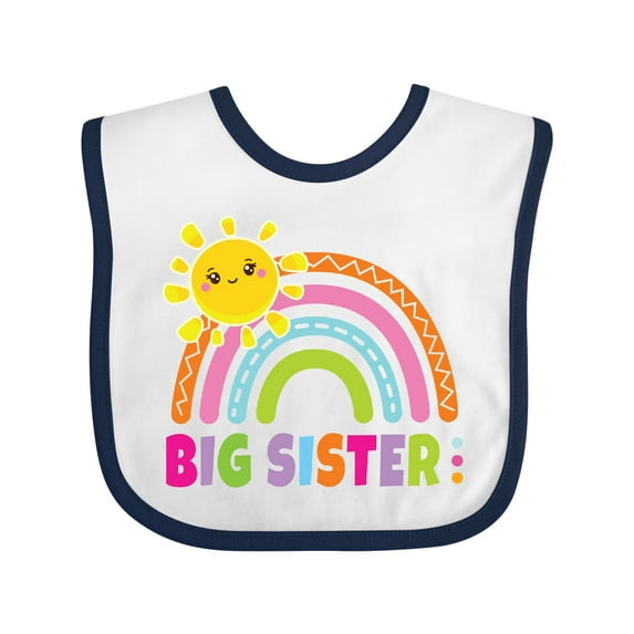 Inktastic Family Big Sister with Rainbow Girls Baby Bib
