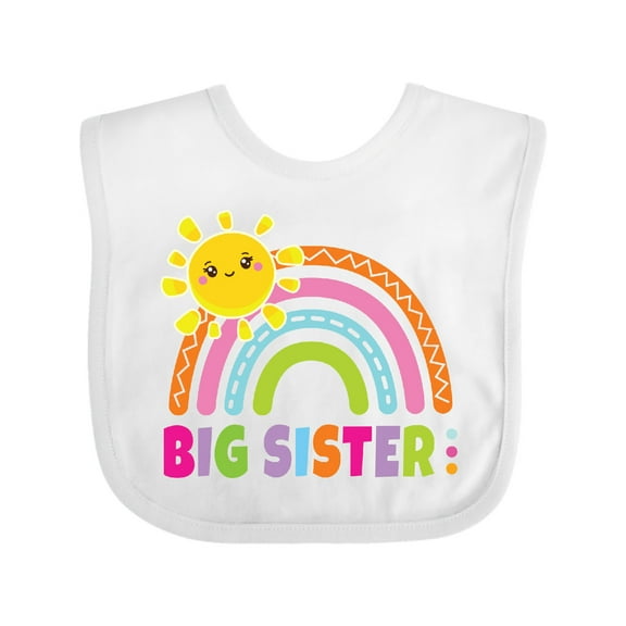 Inktastic Family Big Sister with Rainbow Girls Baby Bib