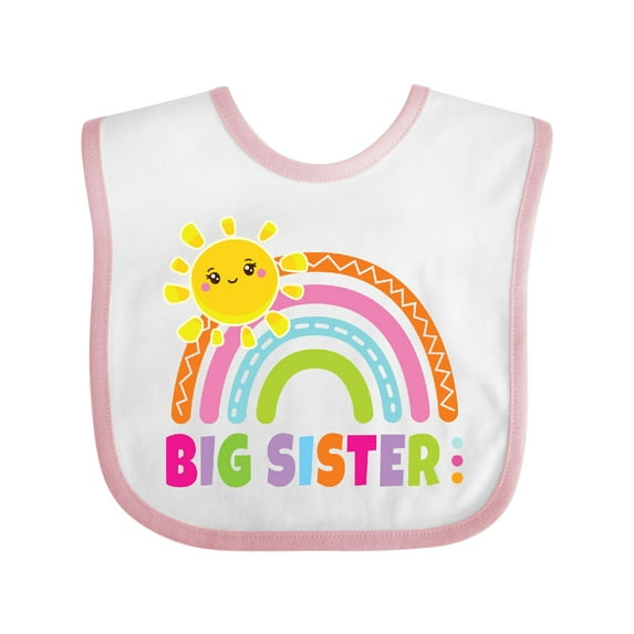 Inktastic Family Big Sister with Rainbow Girls Baby Bib