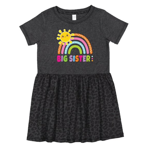 Inktastic Family Big Sister with Rainbow Girls Toddler Dress