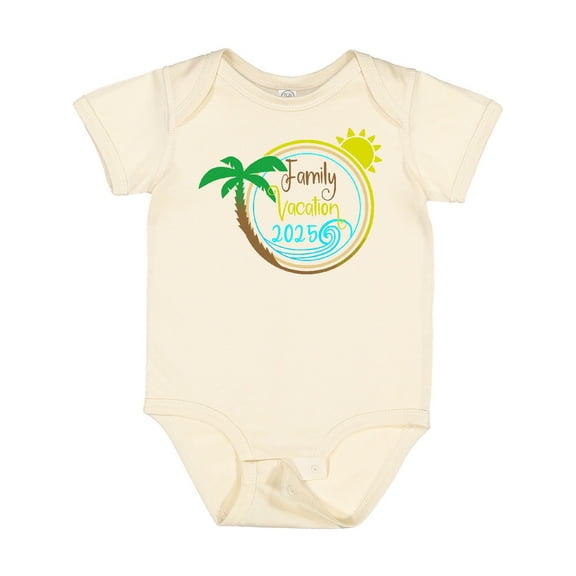 Inktastic Family Vacation 2025 with Sun and Palm Tree Boys or Girls Baby Bodysuit