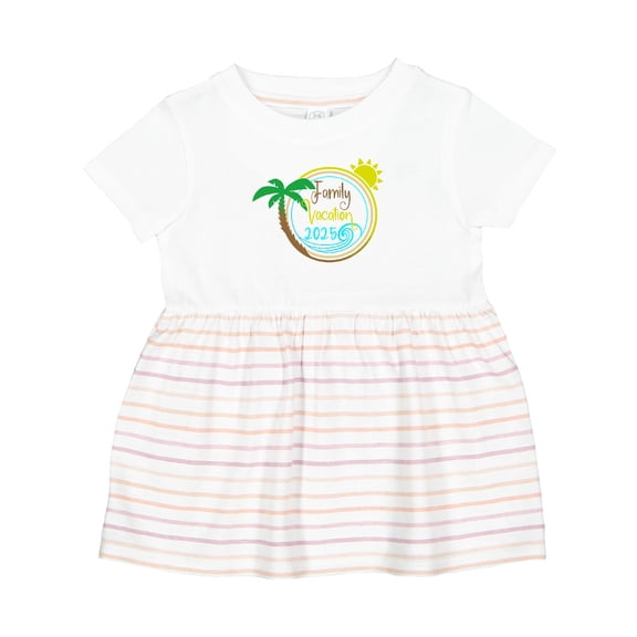 Inktastic Family Vacation 2025 with Sun and Palm Tree Girls Baby Dress