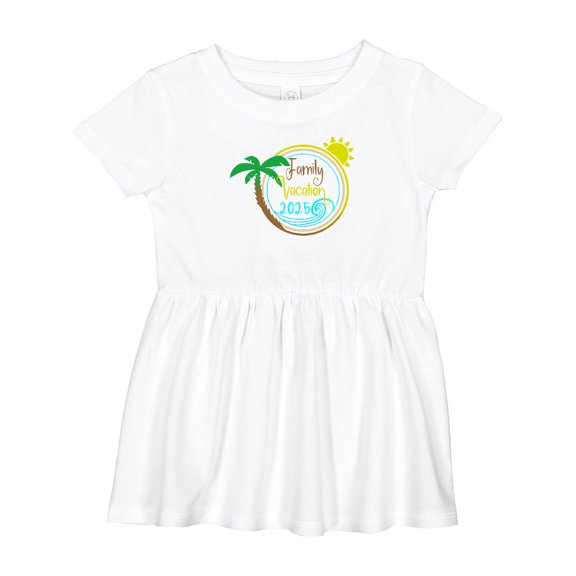Inktastic Family Vacation 2025 with Sun and Palm Tree Girls Baby Dress