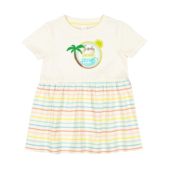 Inktastic Family Vacation 2025 with Sun and Palm Tree Girls Baby Dress