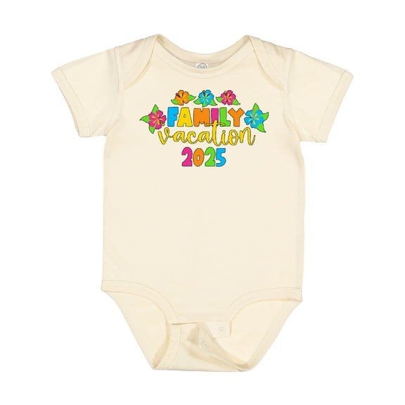 Inktastic Family Vacation 2025 with Tropical Flowers Boys or Girls Baby Bodysuit