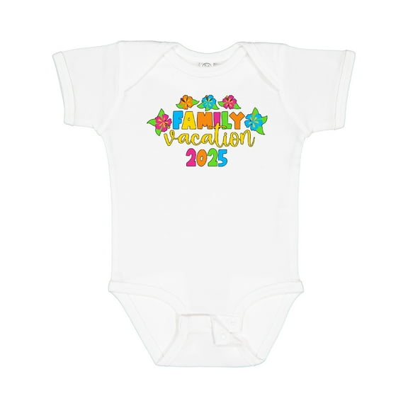 Inktastic Family Vacation 2025 with Tropical Flowers Boys or Girls Baby Bodysuit