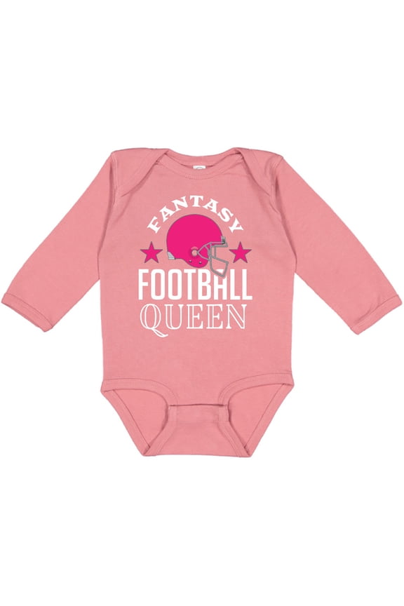 Fantasy Football Queen Girls Long Sleeve Baby Bodysuit