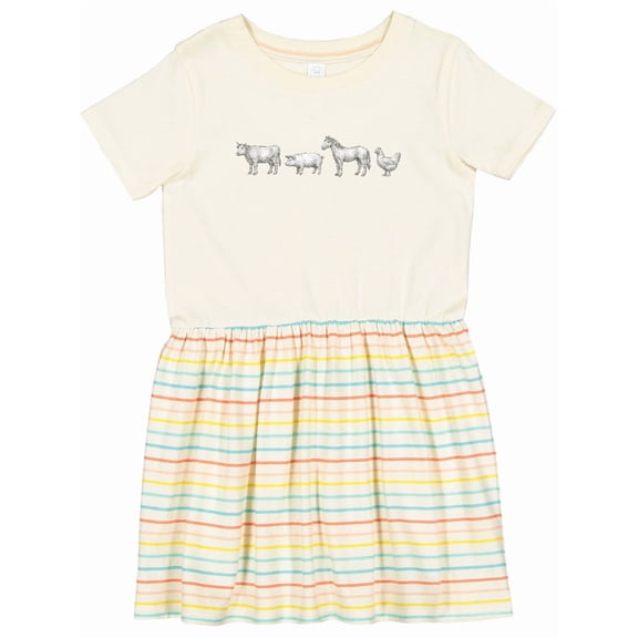 Inktastic Farm Animal Illustration Art Cow Pig Horse Chicken Girls Toddler Dress