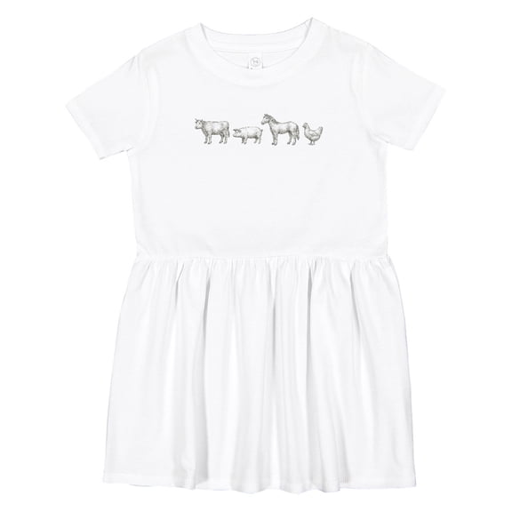 Inktastic Farm Animal Illustration Art Cow Pig Horse Chicken Girls Toddler Dress