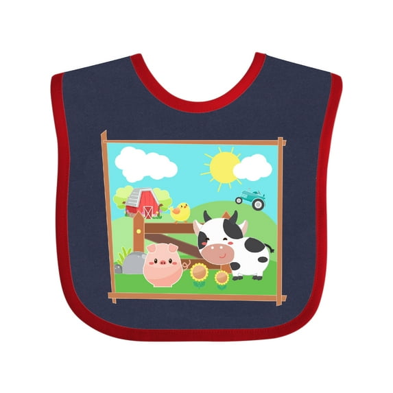 Inktastic Farm Animals with Cow, Chick and Pig Boys or Girls Baby Bib