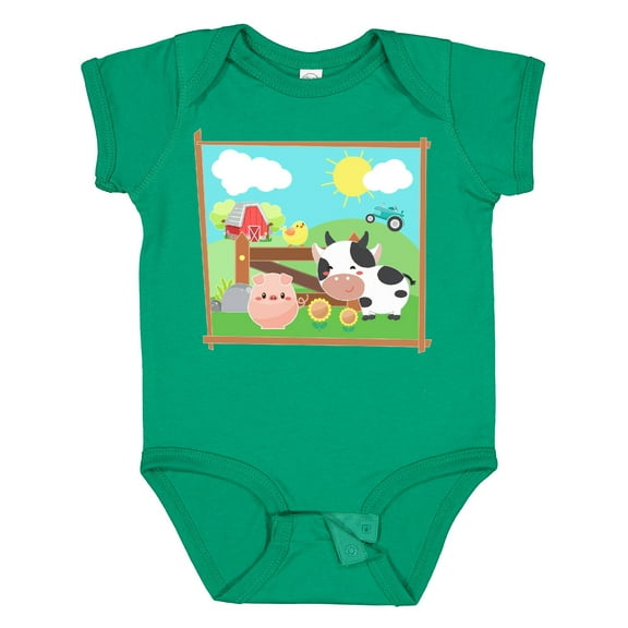 Inktastic Farm Animals with Cow, Chick and Pig Boys or Girls Baby Bodysuit