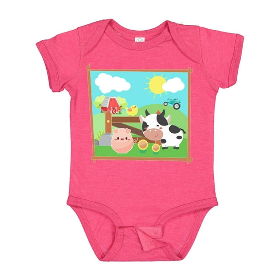 Inktastic Farm Animals with Cow, Chick and Pig Boys or Girls Baby Bodysuit