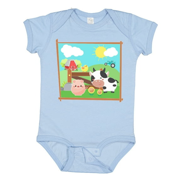 Inktastic Farm Animals with Cow, Chick and Pig Boys or Girls Baby Bodysuit