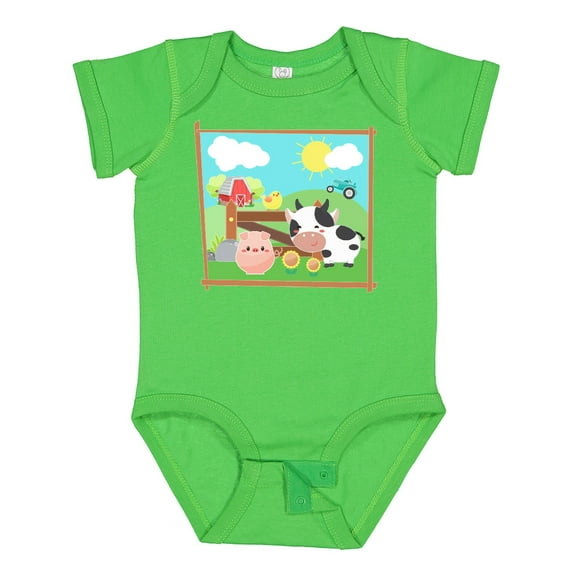 Inktastic Farm Animals with Cow, Chick and Pig Boys or Girls Baby Bodysuit