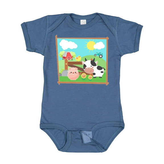 Inktastic Farm Animals with Cow, Chick and Pig Boys or Girls Baby Bodysuit