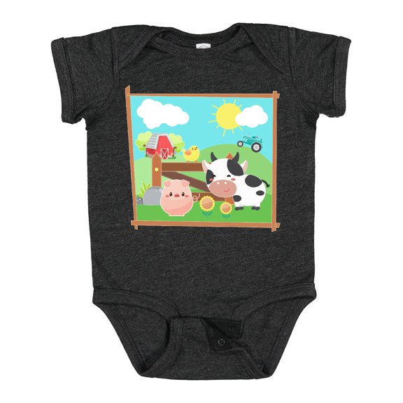 Inktastic Farm Animals with Cow, Chick and Pig Boys or Girls Baby Bodysuit