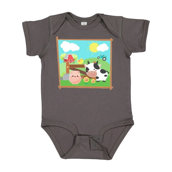 Inktastic Farm Animals with Cow, Chick and Pig Boys or Girls Baby Bodysuit