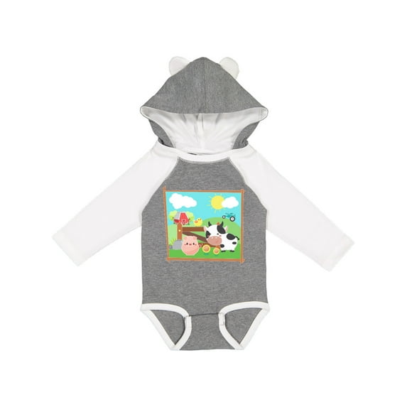 Inktastic Farm Animals with Cow, Chick and Pig Boys or Girls Long Sleeve Baby Bodysuit