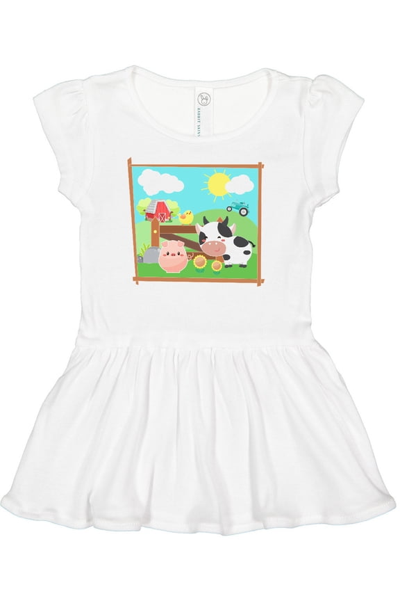 Farm Animals with Cow, Chick and Pig Girls Baby Dress
