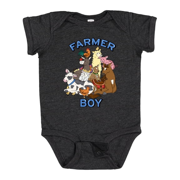 Inktastic Farmer Boy with Happy Farm Animals Boys or Girls Baby Bodysuit