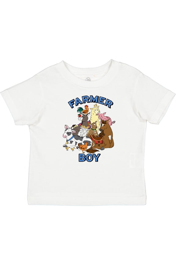Farmer Boy with Happy Farm Animals Boys or Girls Baby T-Shirt