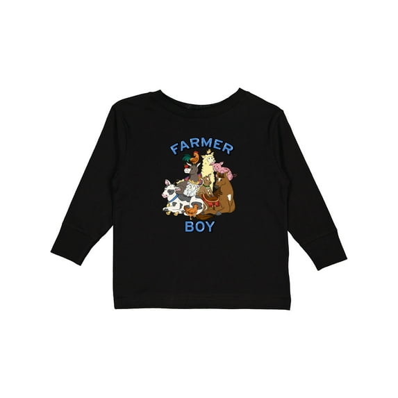 Inktastic Farmer Boy with Happy Farm Animals Boys or Girls Long Sleeve Toddler T-Shirt