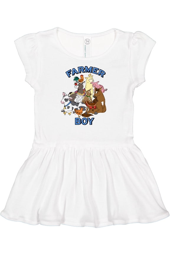 Farmer Boy with Happy Farm Animals Girls Baby Dress