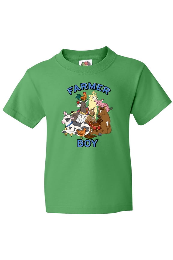 Farmer Boy with Happy Farm Animals Youth T-Shirt