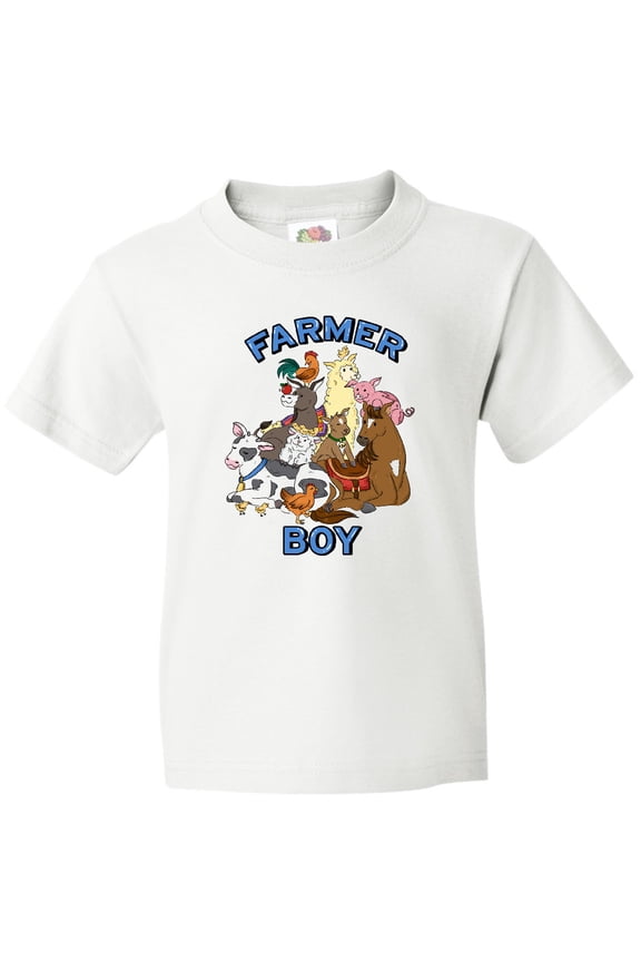 Farmer Boy with Happy Farm Animals Youth T-Shirt