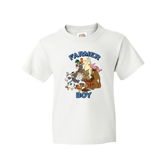 Inktastic Farmer Boy with Happy Farm Animals Youth T-Shirt