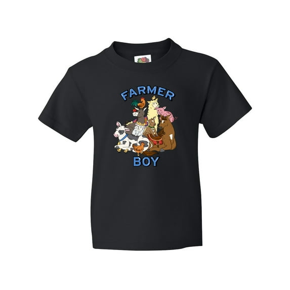 Inktastic Farmer Boy with Happy Farm Animals Youth T-Shirt