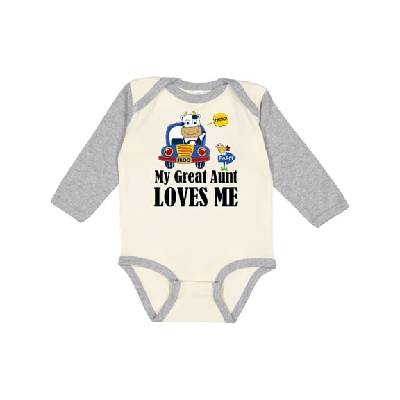 Inktastic Farmer Cow My Great Aunt Loves Me Boys or Girls Long Sleeve Baby Bodysuit