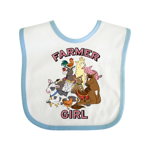 Inktastic Farmer Girl with Happy Farm Animals Boys or Girls Baby Bib
