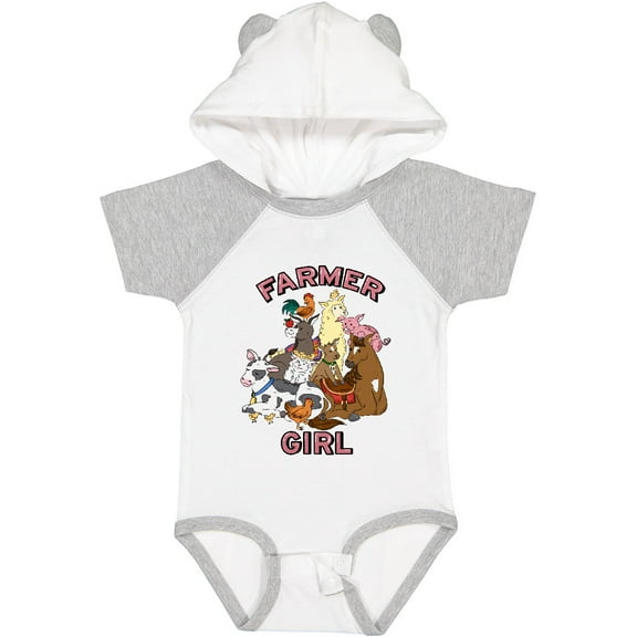 Inktastic Farmer Girl with Happy Farm Animals Boys or Girls Baby Bodysuit