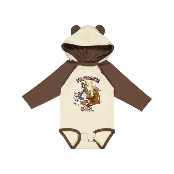 Inktastic Farmer Girl with Happy Farm Animals Boys or Girls Long Sleeve Baby Bodysuit