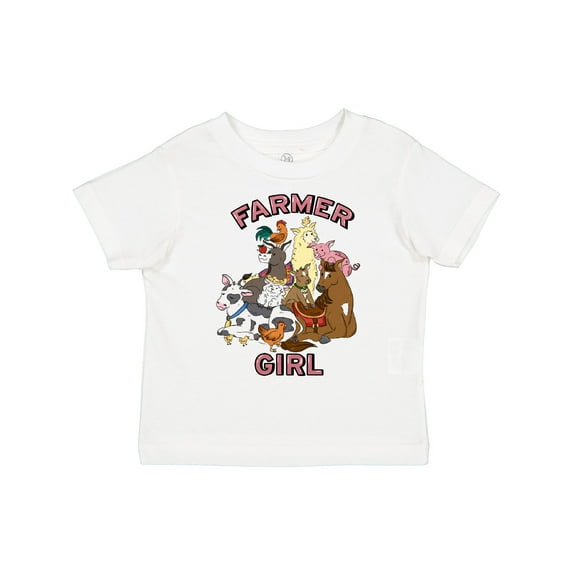 Inktastic Farmer Girl with Happy Farm Animals Boys or Girls Toddler T-Shirt