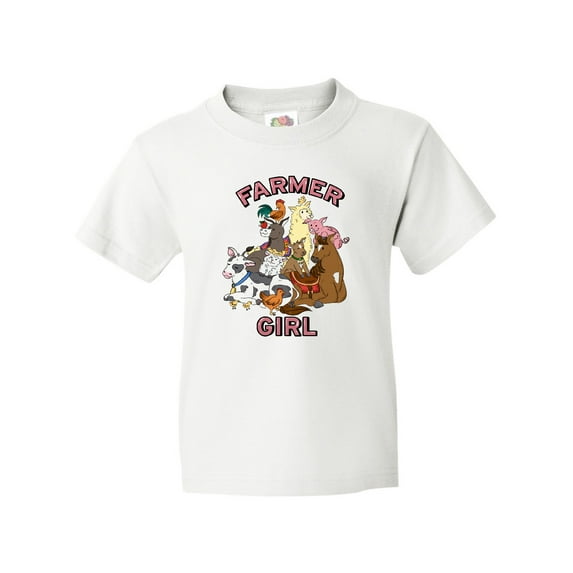 Inktastic Farmer Girl with Happy Farm Animals Youth T-Shirt