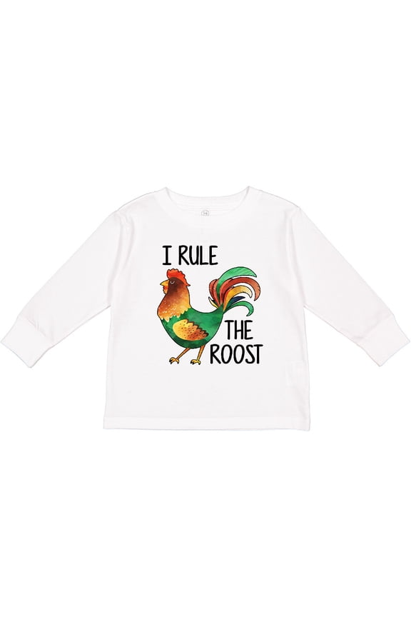 Farmer I Rule The Roost Rooster Boys or Girls Long Sleeve Toddler T-Shirt