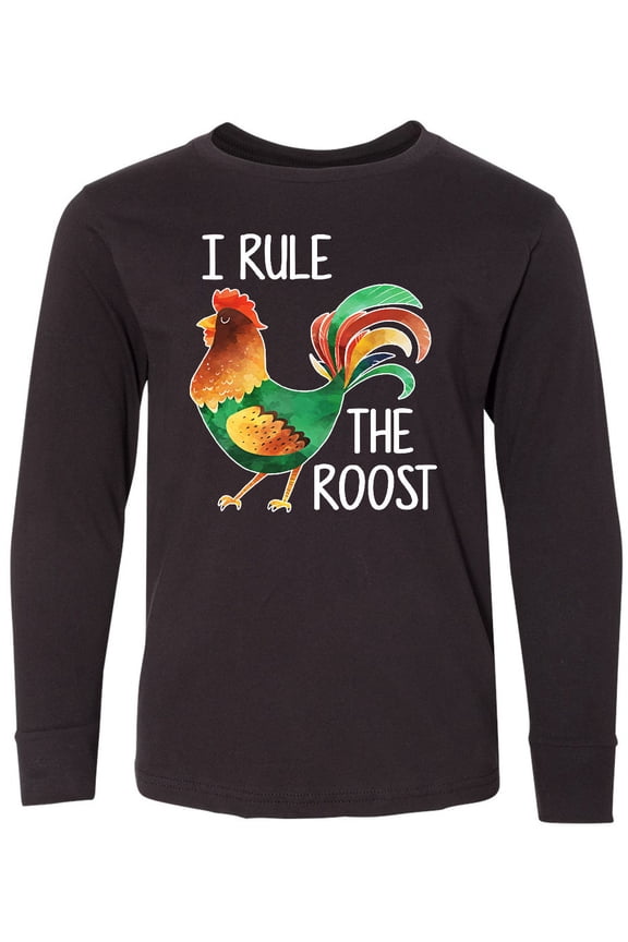 Farmer I Rule The Roost Rooster Long Sleeve Youth T-Shirt