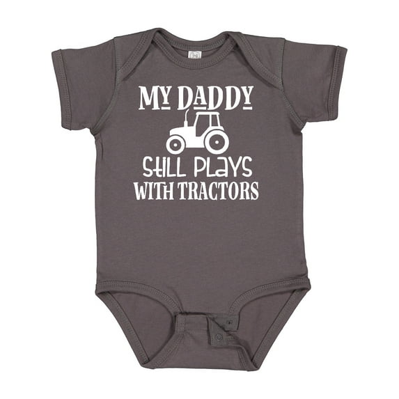 Inktastic Farmer My Daddy Still Plays with Tractors Boys or Girls Baby Bodysuit