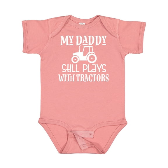 Inktastic Farmer My Daddy Still Plays with Tractors Boys or Girls Baby Bodysuit